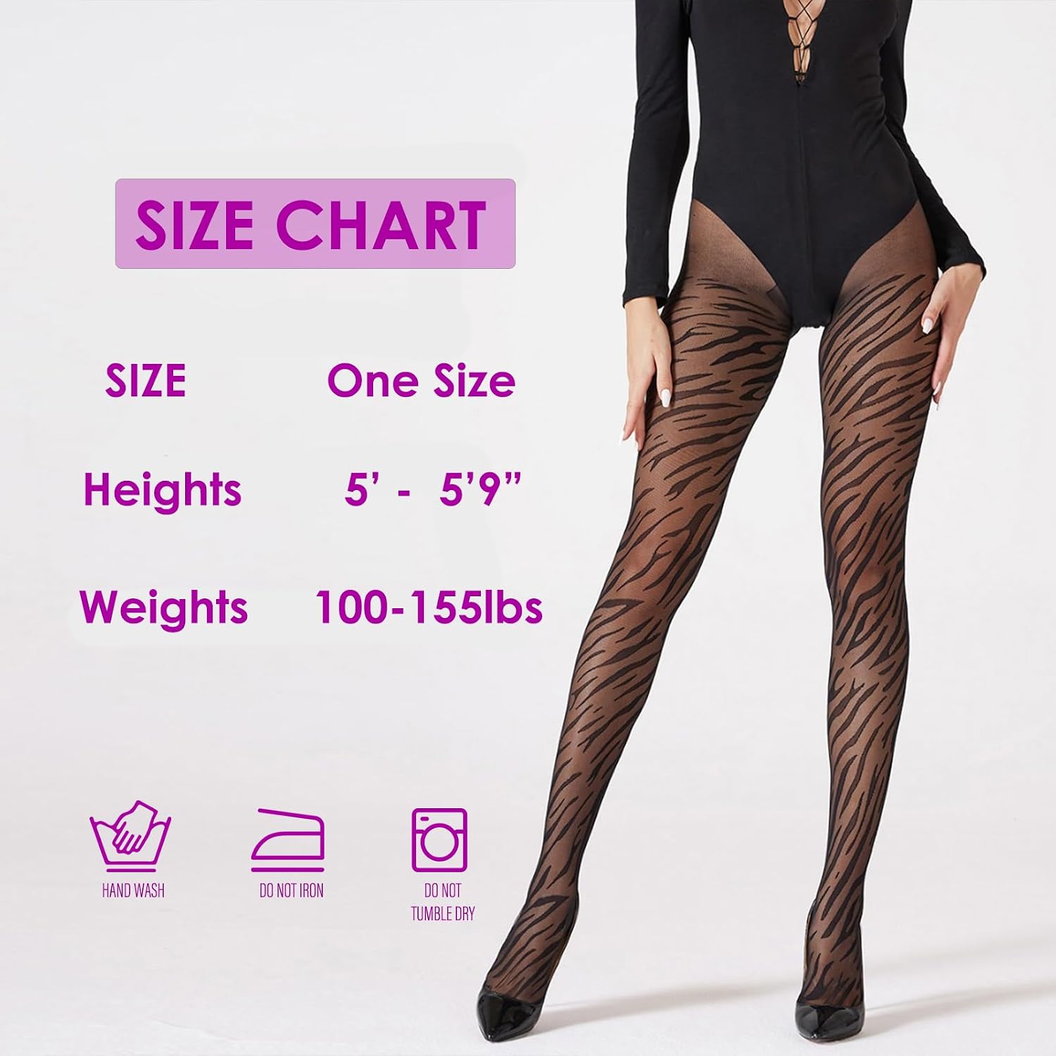 Rzkulek Women's Zebra Prints Sheer Tights Black Pattern Pantyhose Dating Silk Stockings Tiger Stripe (One Size, Zebra Print)