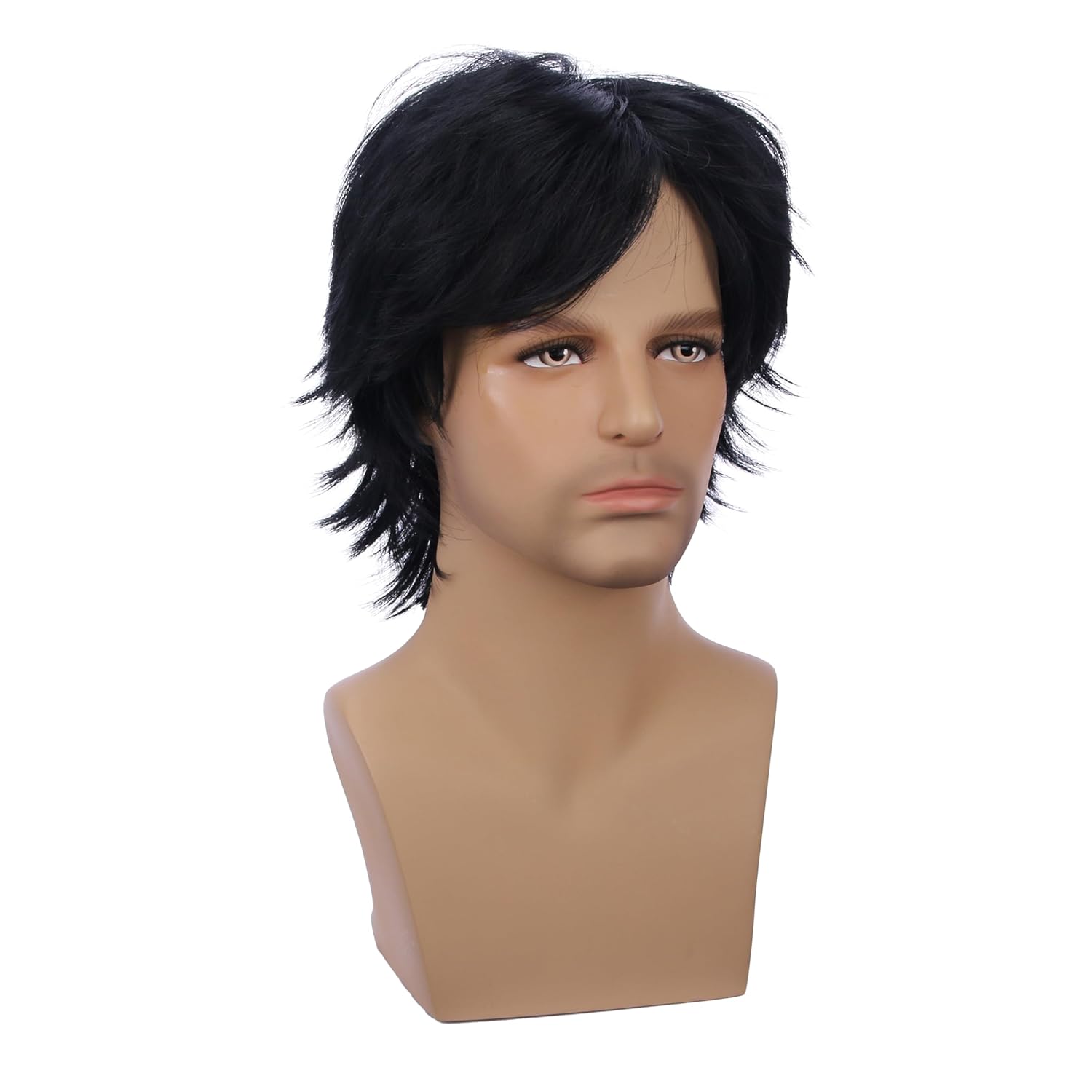 Kids Black Wig Boys Short Black Straight Wig with Bangs Synthetic Wigs Cosplay Hair Wigs - Image 2