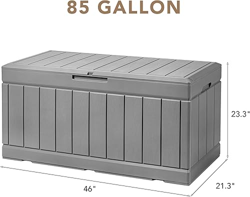 Vista 110 de Devoko Caja de resina de 120 galones, impermeable, para interiores y exteriores, contenedor de almacenamiento grande con cerradura para muebles