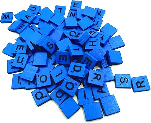 Scrabble Tiles - Juego completo en azul - Letras de ortografía, juego de mesa de Scrabble ideal para reemplazo de juegos, bodas, manualidades y