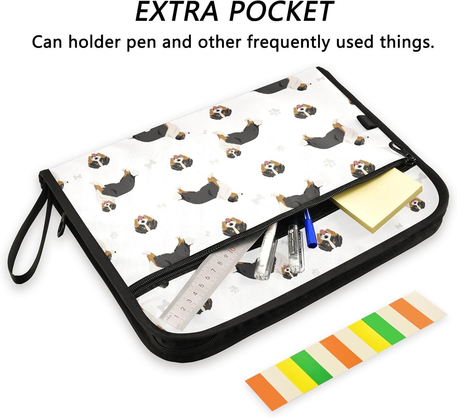 Australian Shepherd File Folders,Plastic Folders with 13 Pockets,Expandable File Folder for Documents School Students Office,Aesthetic Folder with Labels A4 Letter Size