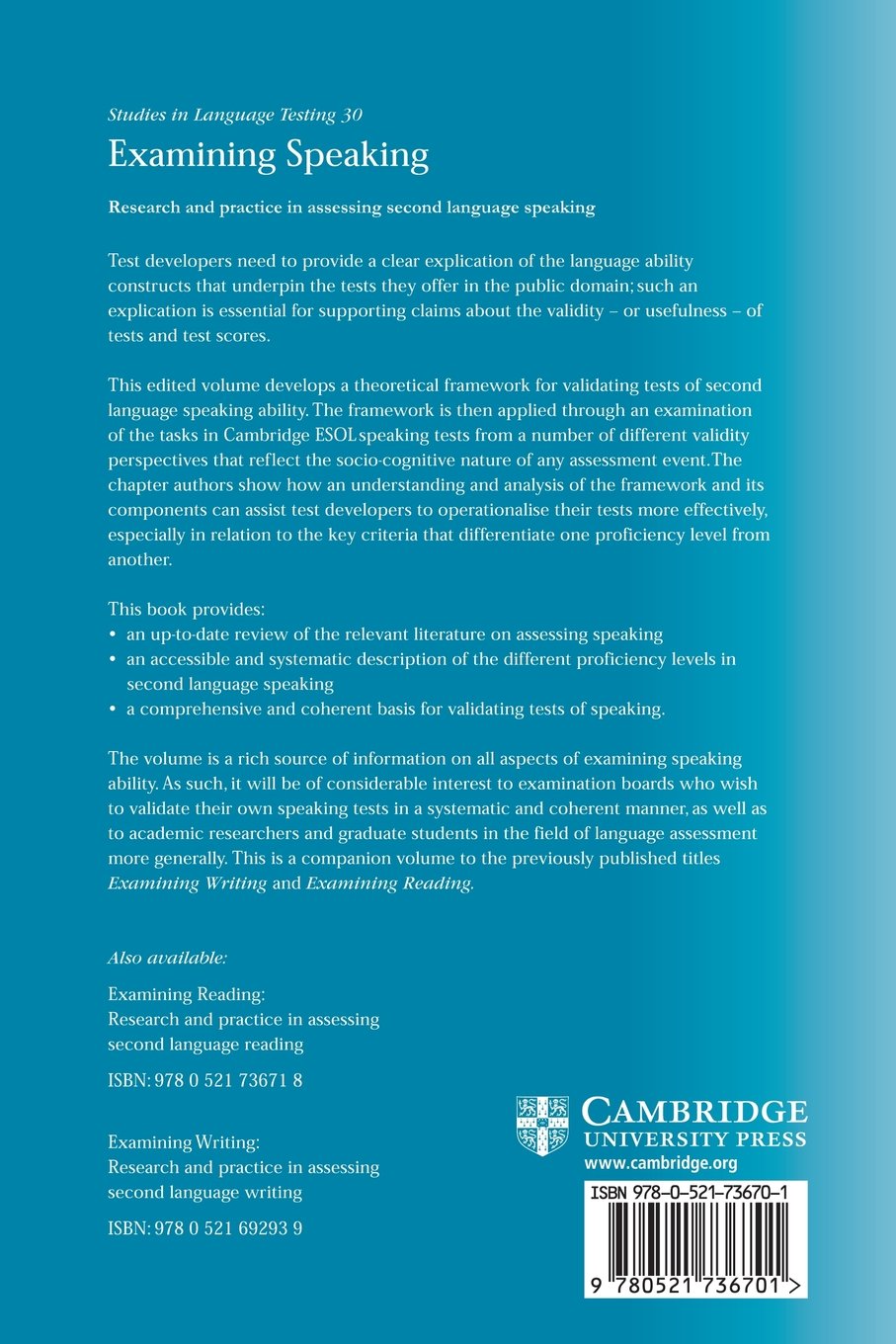 Examining Speaking: Research and Practice in Assessing Second Language Speaking