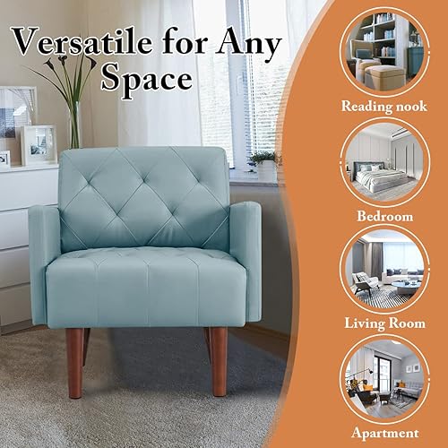 Miniatura 5 de Hdxdkog Silla decorativa de piel sintética cómoda silla tapizada para sala de estar sofá de lectura individual para dormitorio dormitorio oficina