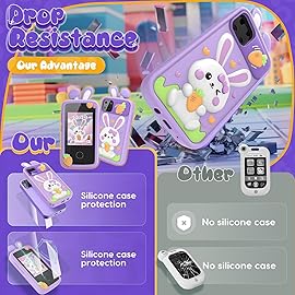 Luyiilo Kids Smart Phone Toys for Girls,Easter Gift for Kids Toys for 3-9 Girls Mini Smart Phone Toys with 2.8 Touchscreen 16 Learning Games Dual Camera Music Player, 8G SD Card