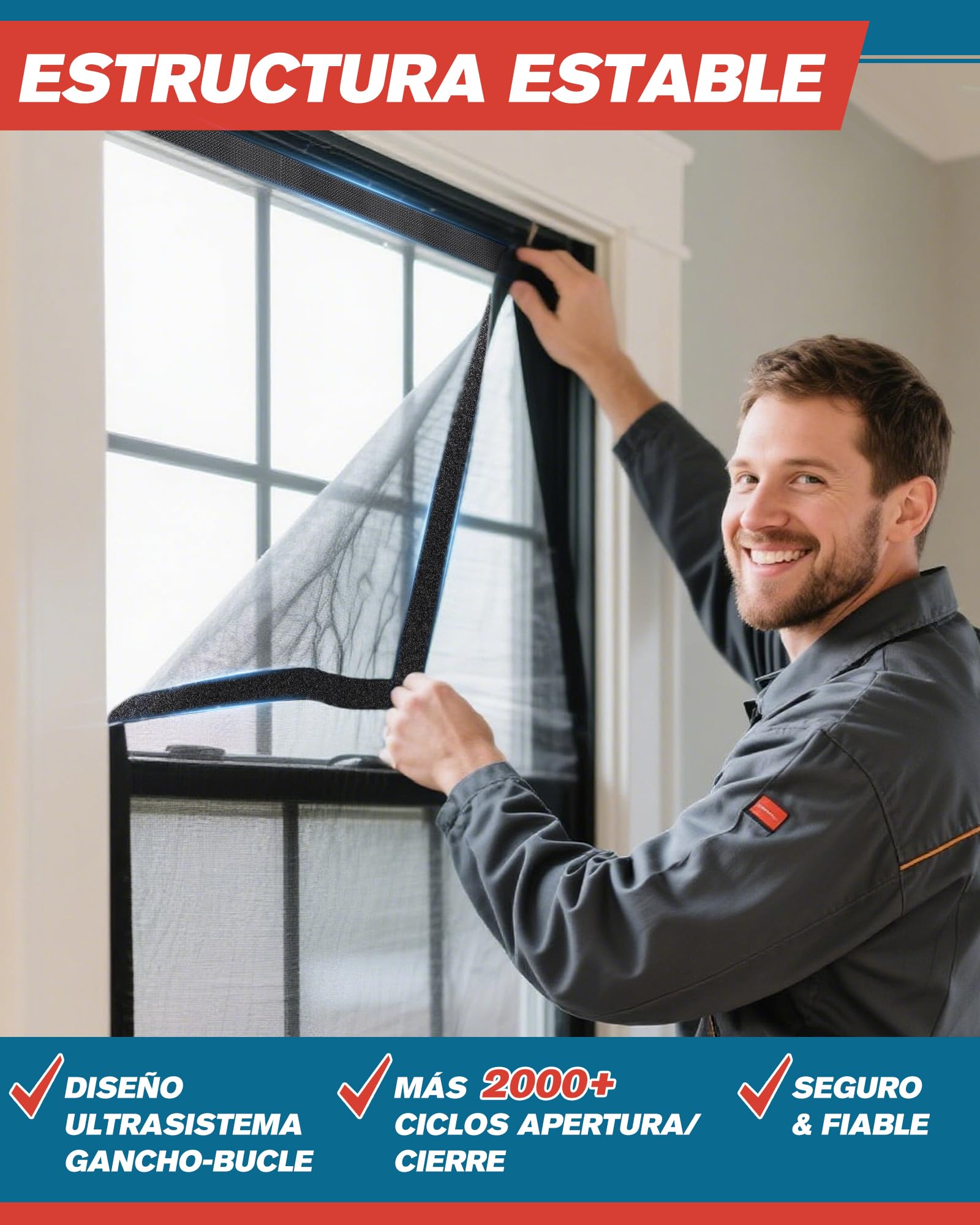 EMITEVER Autoadhesiva Doble Cara, 50X100mm Tiras Hook y Loop Tape Extrafuerte, Para Marcos De Fotos, Mosquiteras, Alfombrillas, Automóviles y Hecho a Mano (Negro, 50mmX100mm 20Pares)