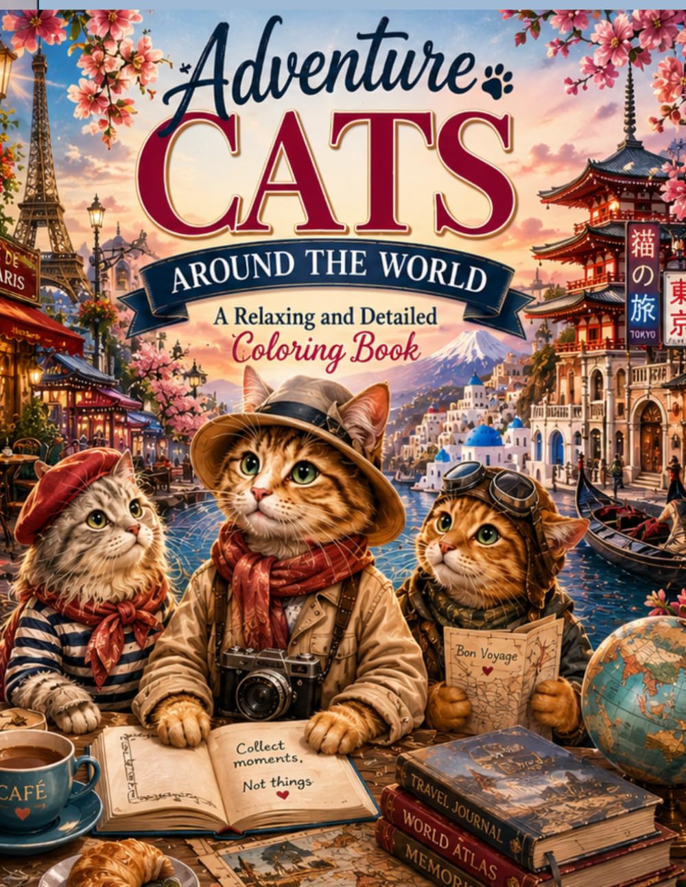 Adventure Cats Around the World: A Relaxing and Detailed Coloring Book