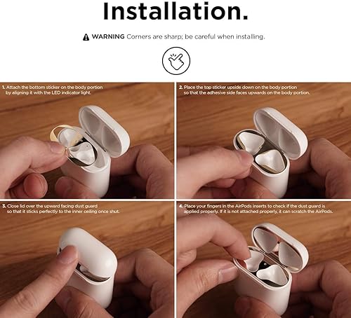 Miniatura 6 de elago  Protector antipolvo para AirPods (chapado en oro de 18 quilates, protege los AirPods de restos de hierro y metal, aspecto lujoso)