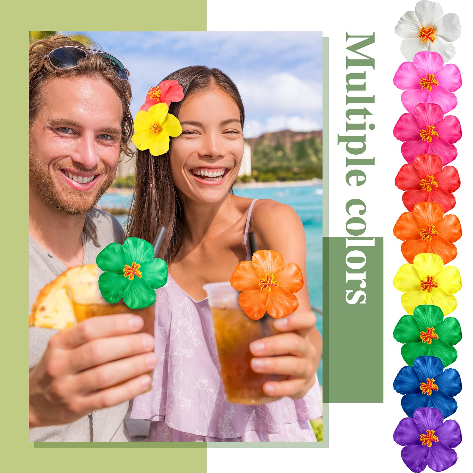 Amazon.com : 45 Pcs Hibiscus Hawaiian Flowers Hair Clips  display picture 3