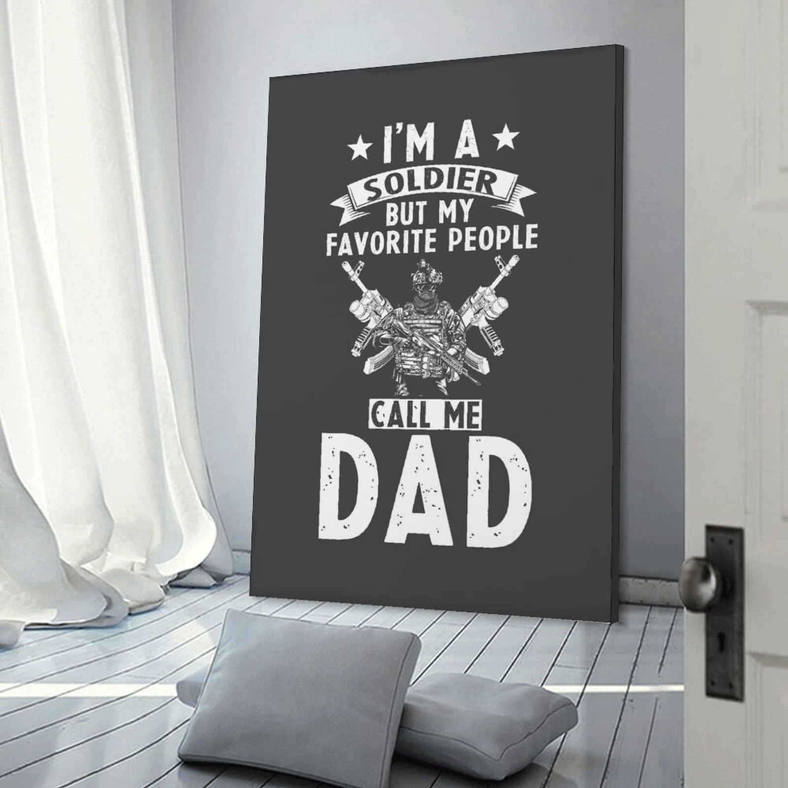 Junmoney Soldier Dad Wall Art Print, 20x30inch(50x75cm), for Entrance Spaces, Stair Walls Or Halls, Home Artwork for First Impressions
