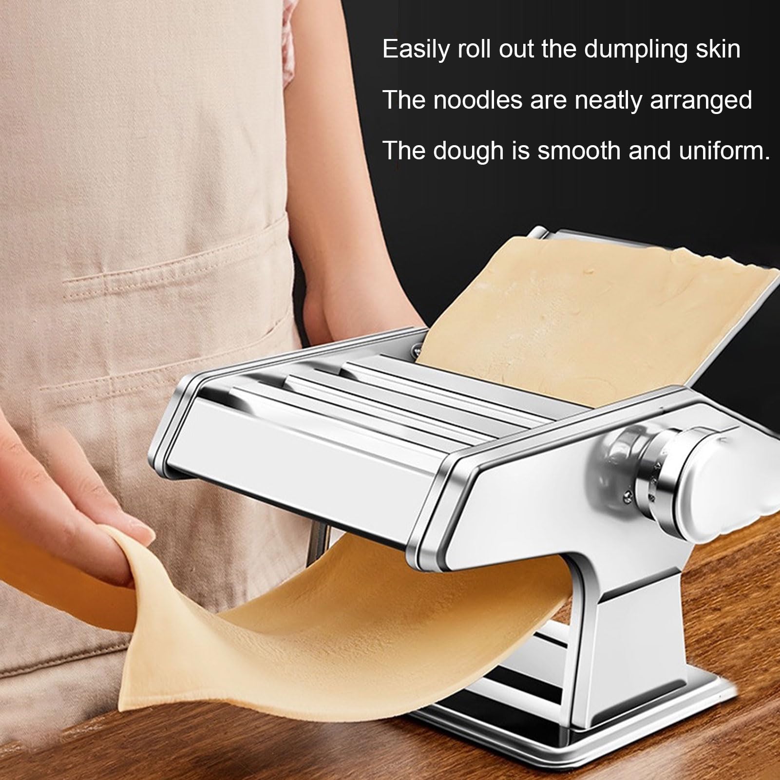 Luocute Máquina para Hacer Pasta, Máquina Manual de Fideos de Acero Inoxidable con Manivela y 8 Ajustes de Espesor Ajustable, para Espaguetis, Fettuccini, Lasaña y Bola de Masa