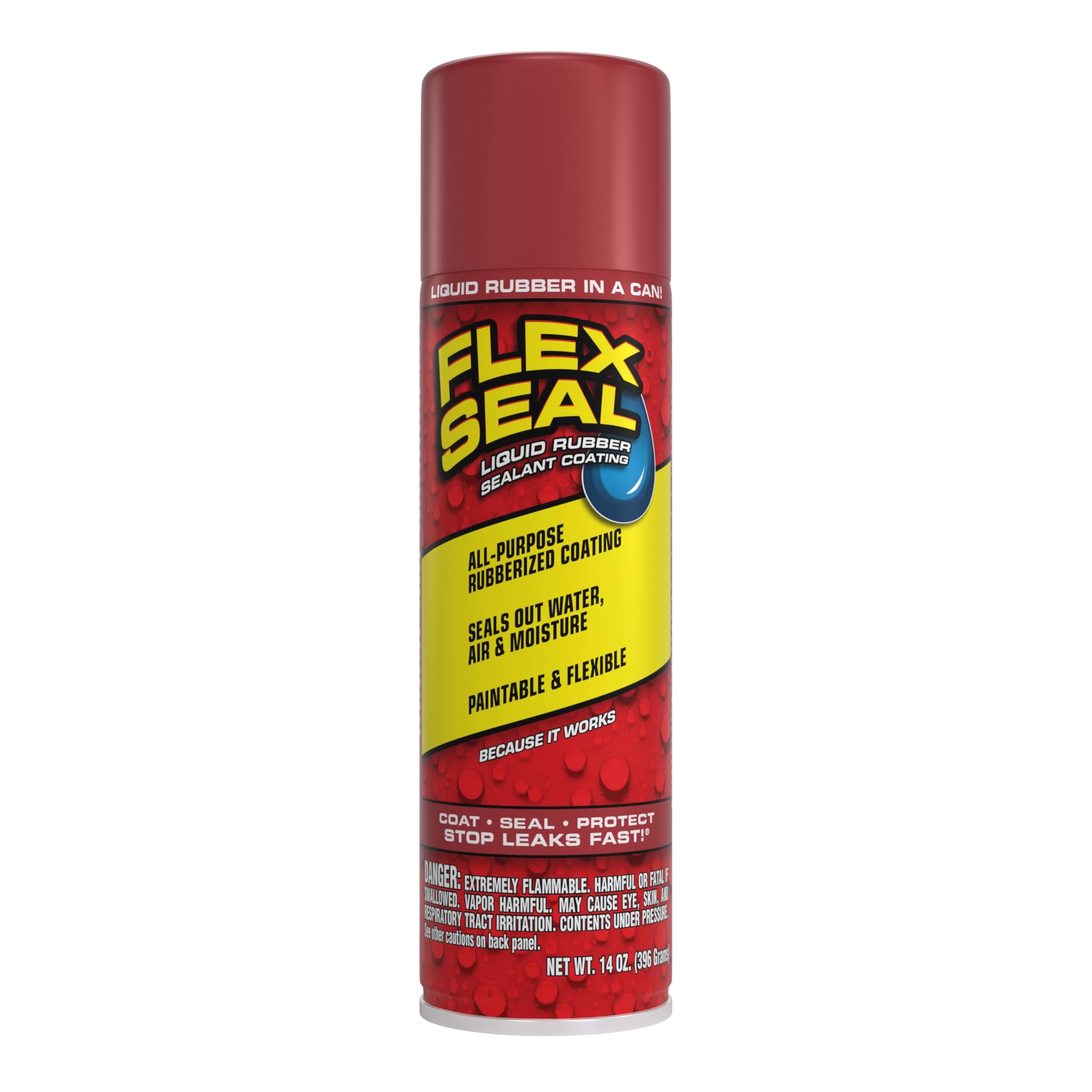 Flex Seal Spray Rubber Sealant Coating, Waterproof, Red, 14 oz, 1-Pack