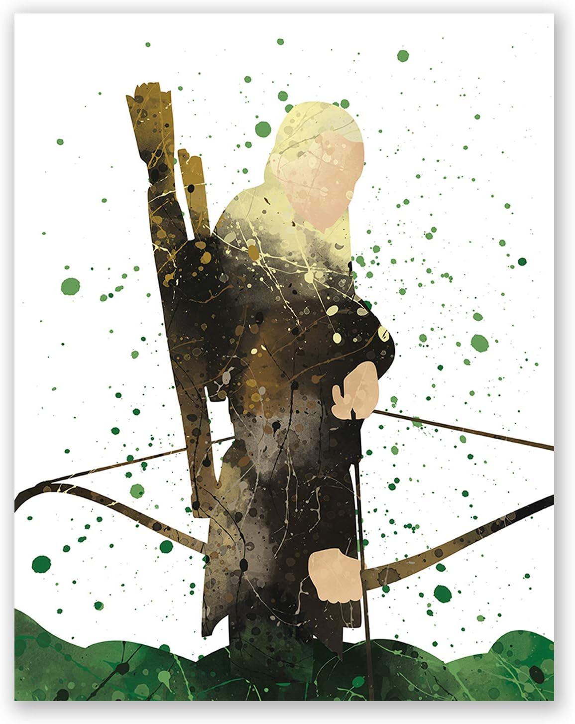 Legolas Art Poster – Lord of The Rings Wall Decor Print – Orlando Bloom – LOTR Watercolor Artwork – Home Room Picture (8x10)