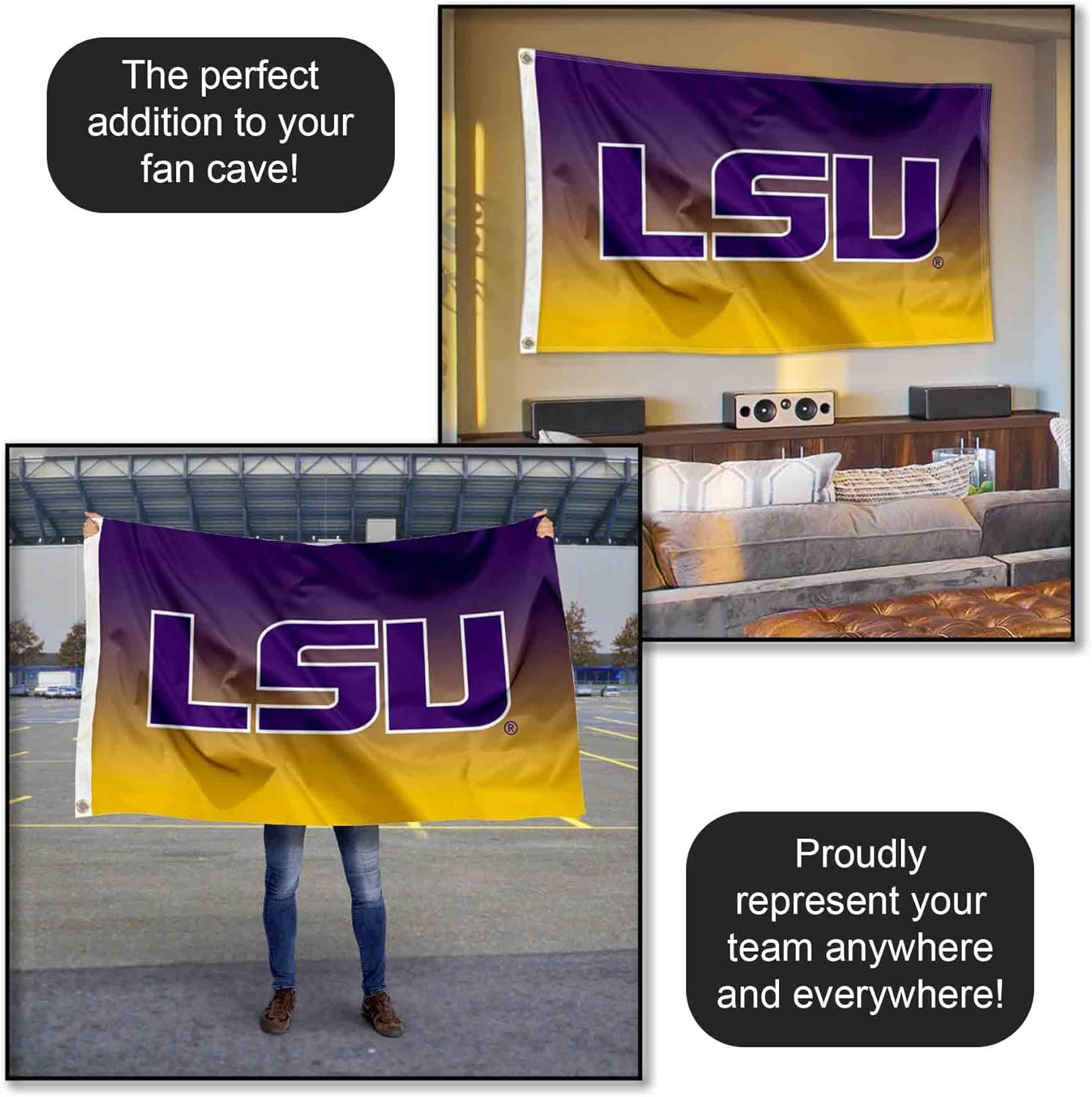 Louisiana State LSU Tigers Two Tone Gradient Flag