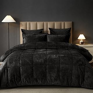 PHF Double-Sided Velvet Comforter Set King Size, 5 Piece Soft Luxury Win...