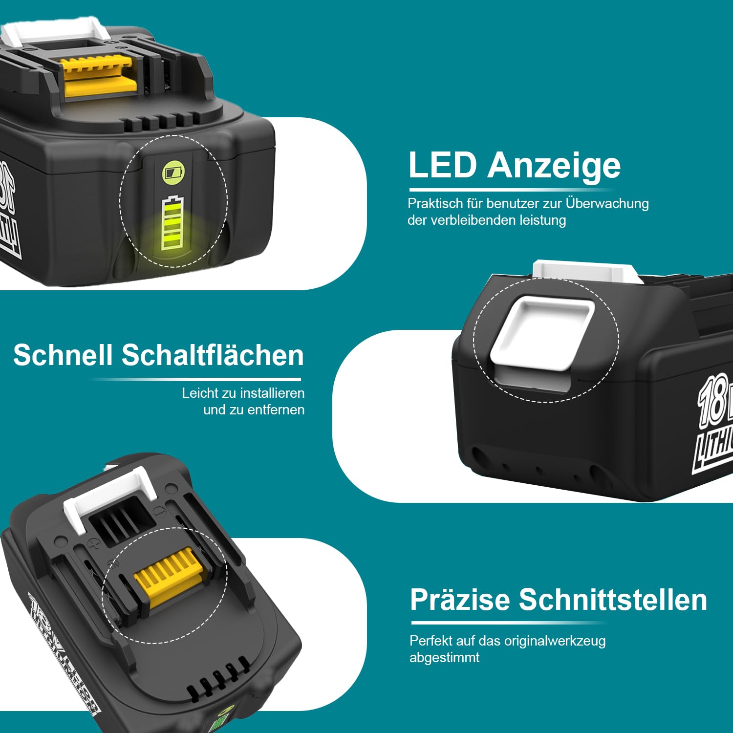 Energup 2 Stück 18V 5000mAh Li-ion Ersatzakku + DC18RD Dual Port Ladegerät für Makita 18V Akku BL1850B BL1830 BL1840 BL1850 BL1860 BL1815 BL1820