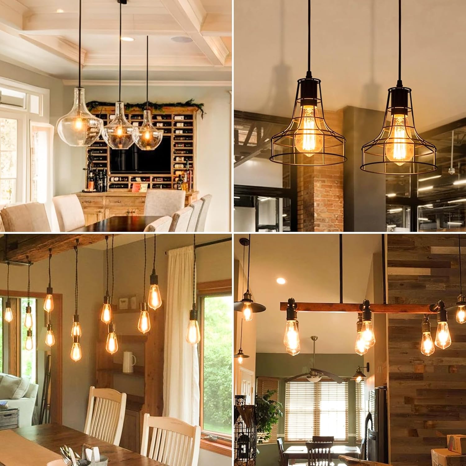 Dimmable ST58 LED Edison Bulbs 40W Equivalent, 2200K Amber Warm Light, E26 Base Vintage Light Bulbs, 4W 400LM Antique Decorative Filament Bulb for Farmhouse Pendant, Porch, Home Decor, 6 Pack