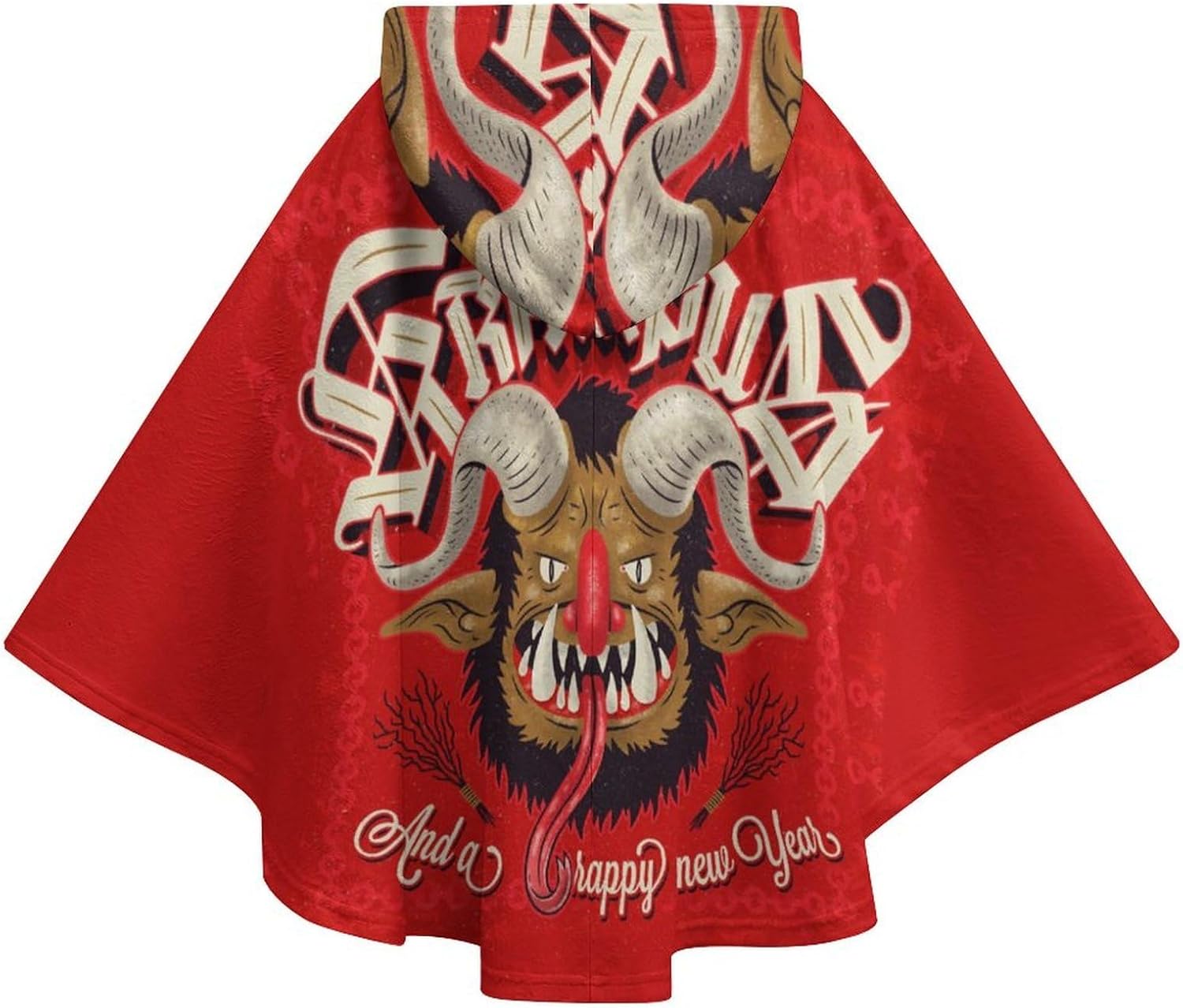 Merry Krampus Wearable Blanket with Hooded Flannel Blankets Cape with Pocket