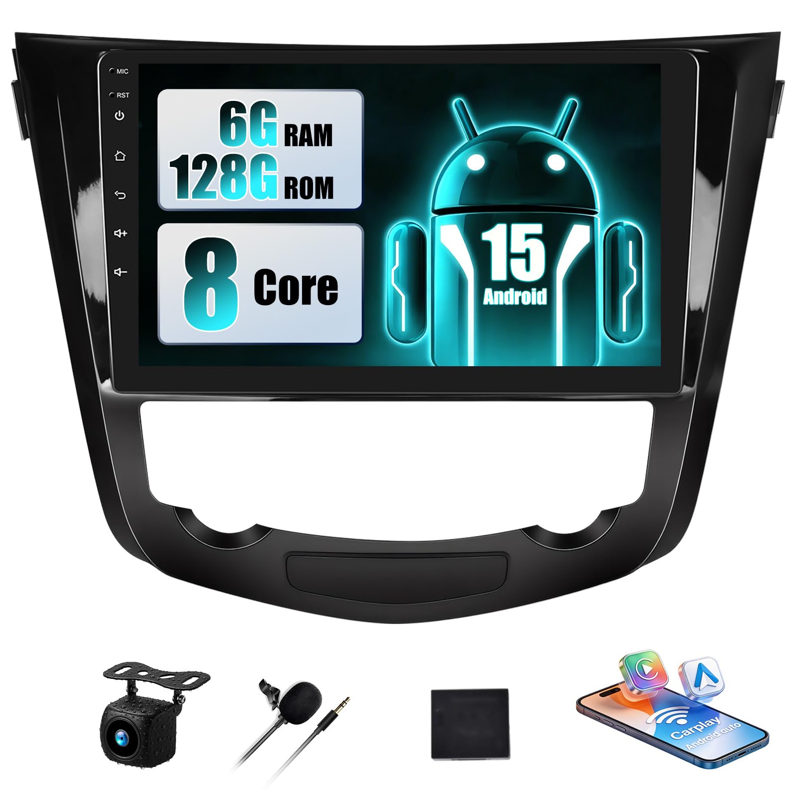 per Nissan Qashqai J11 X-Trail T32 2013-2017, Android 15, 6G+128G 8Core GOHHDL Autoradio per Nissan Qashqai J11 Carplay Android Auto, 10 Pollici Radio con BT GPS WiFi FM/RDS HIFI EQ DSP SWC Telecamera