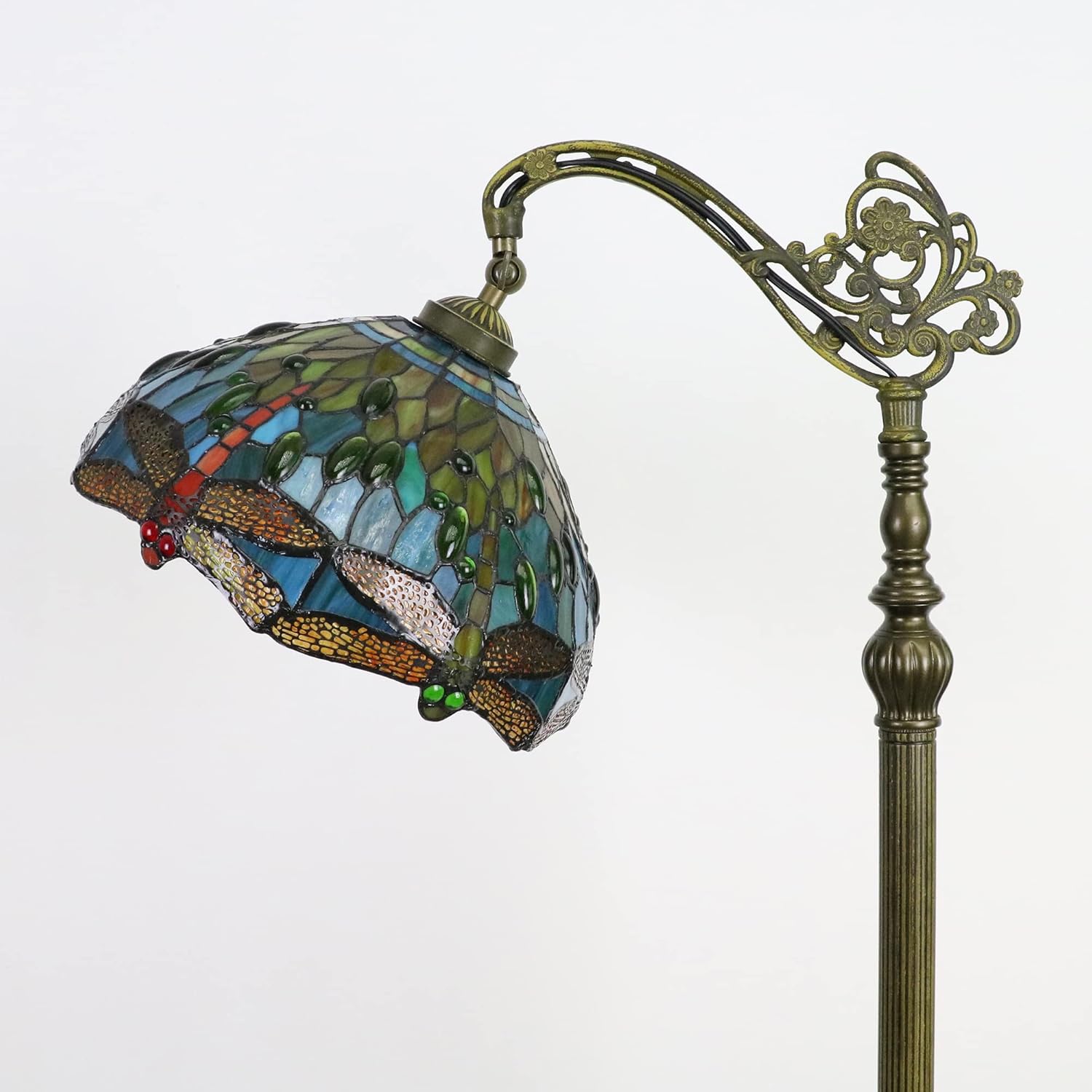 Tiffany Floor Lamps for Living Room 12 Inch, Dragonfly Stained Glass Floor Lamp for Lounge, Tiffany Standing Floor Lamp Bright Lighting