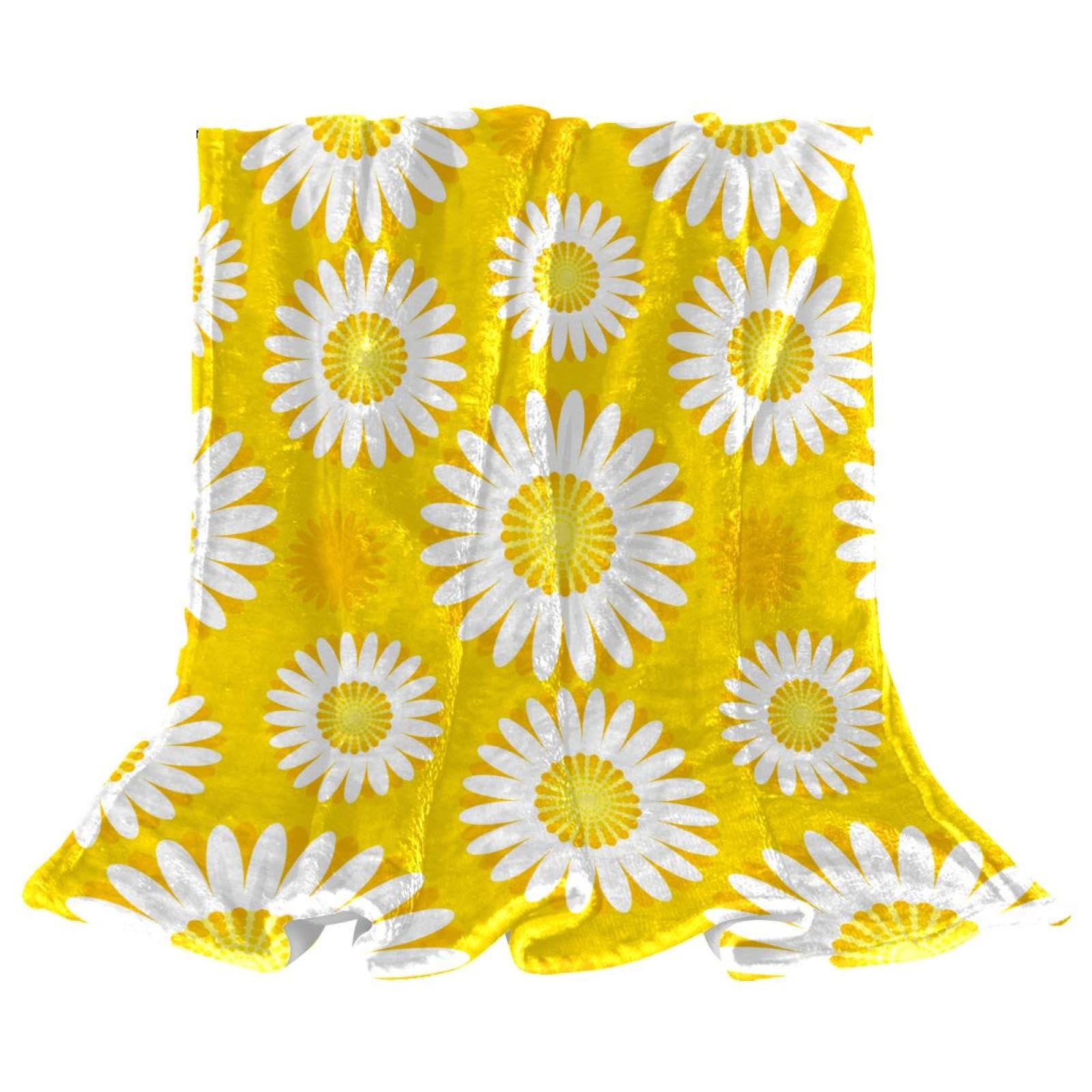 Couverture polaire jaune marguerite chaude et ultra douce pour canapé