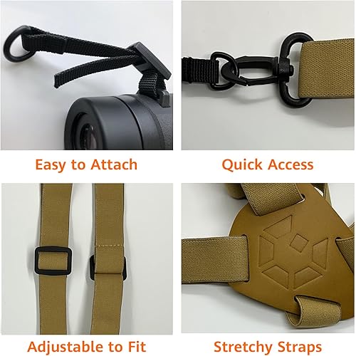 Miniatura 3 de GAIARENA - Correa de arnés binocular, arnés bino con paño de limpieza de lentes de microfibra y prismáticos para cámara (bronceado)