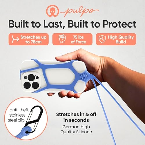 Miniatura 5 de Pulpo Safety Cell Phone Lanyard Lavender Fits Smartphones 6.1" to 6.8” - Anti Theft Phone Strap for Men & Women, Lanyards for Phones, Hiking Phone