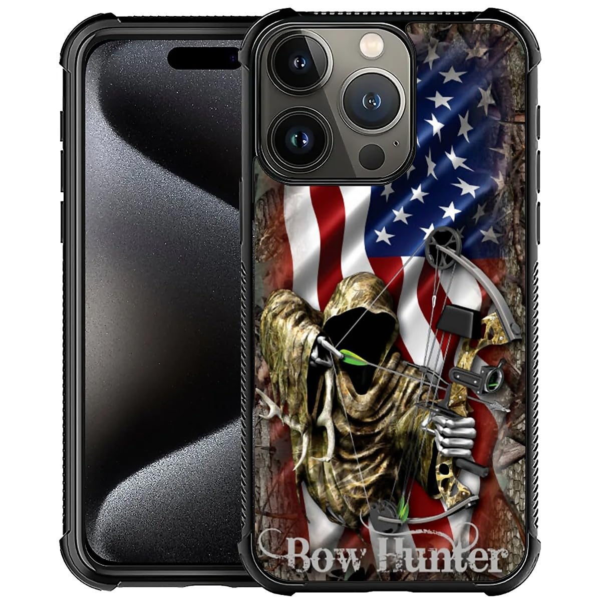 DJSOK Compatible with iPhone 16 Pro Case，Design Pattern Back Bumper Anti Scratch Reinforced Corners Soft TPU Caver,Cases for Men Women-Bow Hunter