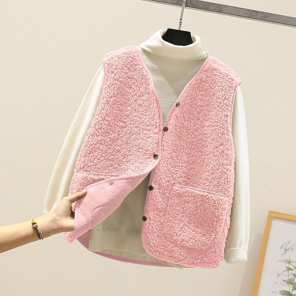 Generisch Teddy, gilet da donna senza maniche, in pile Teddy