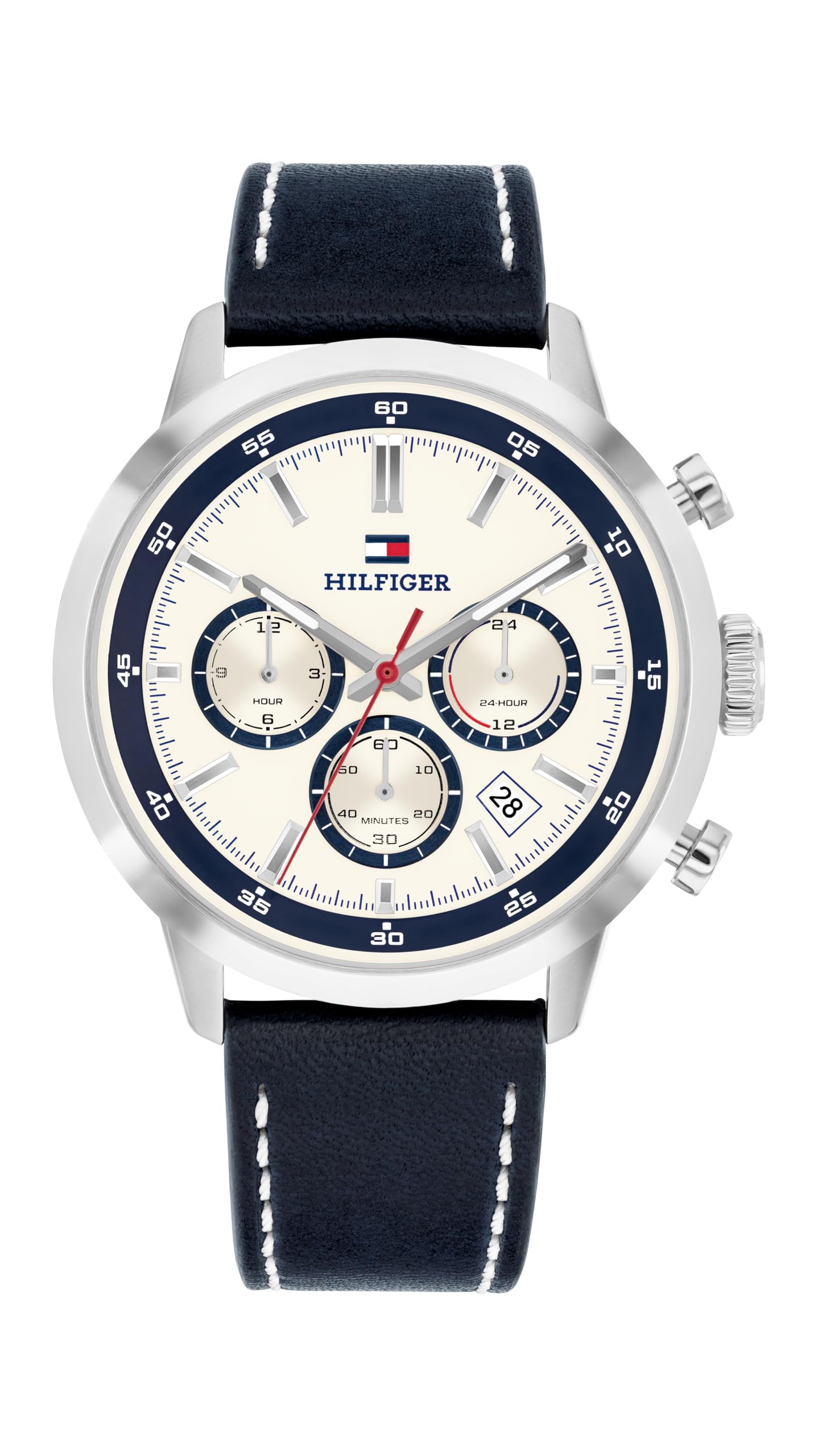 Tommy Hilfiger Kent Collection Chronograph Dual Time Watch for Men with Stainless Steel or Leather Strap