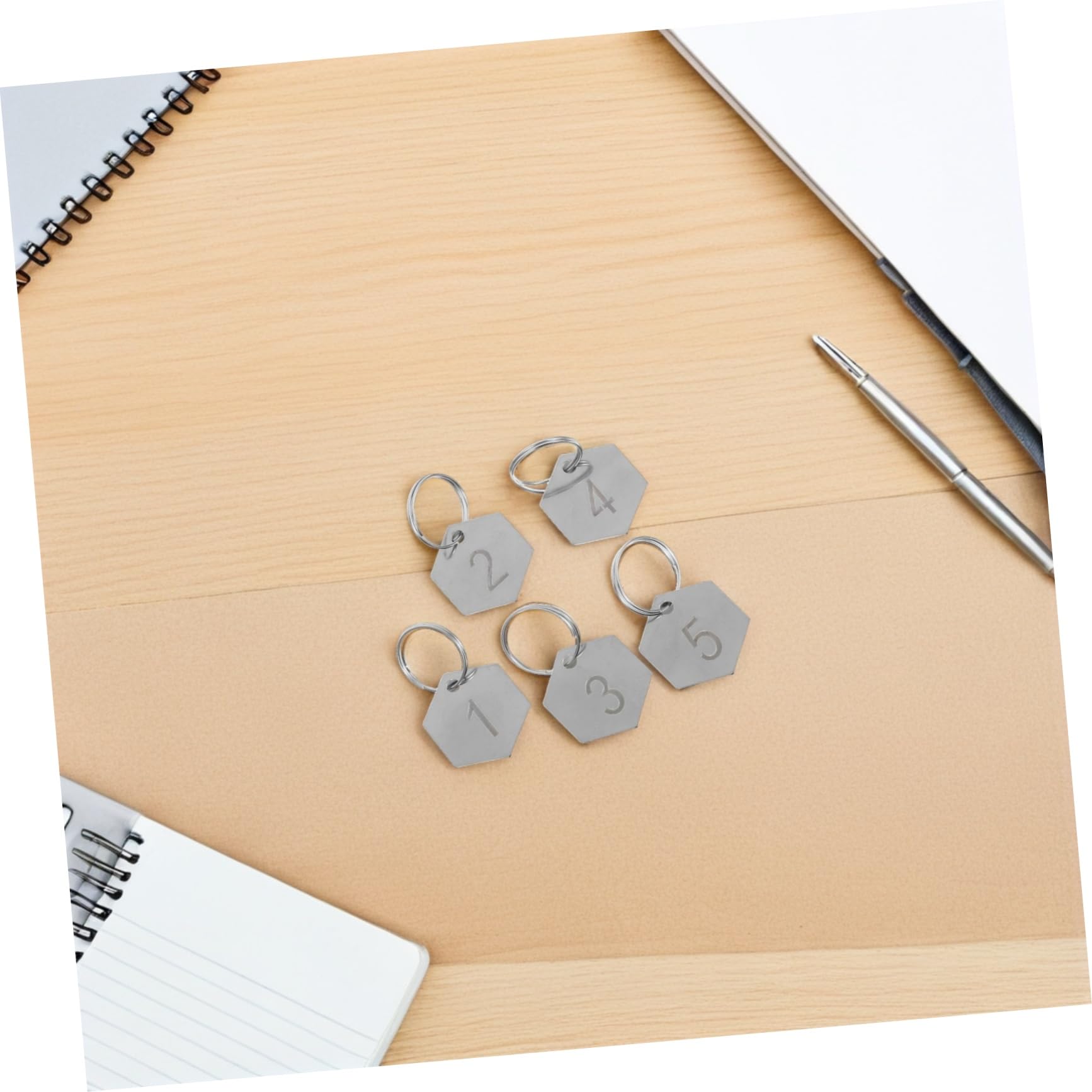 50 pezzi Etichette Numerate Esagonali in Acciaio Inossidabile con Portachiavi Targhette Metalliche Resistenti per Chiavi Armadietti e Organizzazione