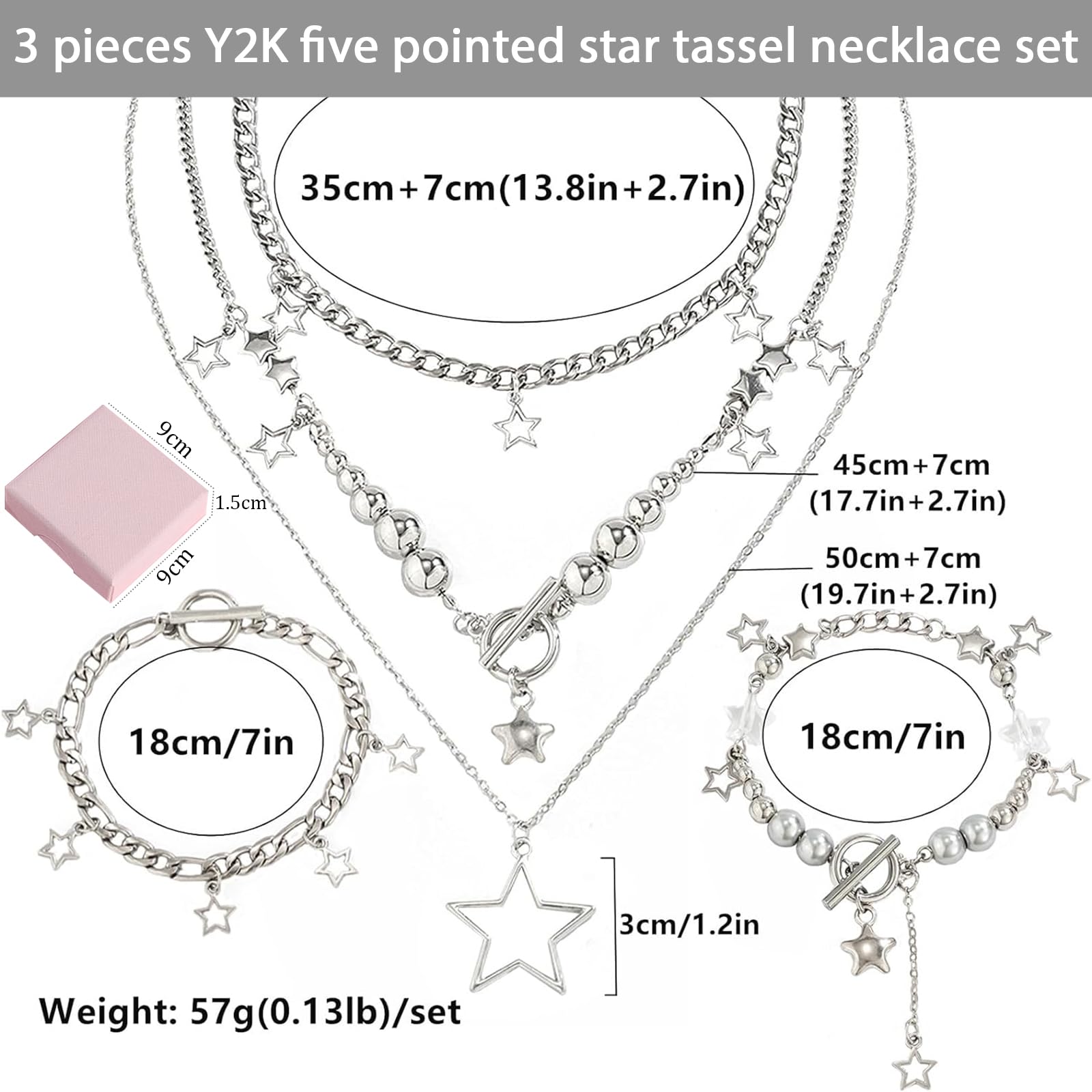 Y2K Collana con ciondolo a forma di stella cava irregolare in acciaio