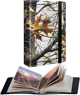 Small Photo Album 5x7 inch PU Leather Cover Photo Albums with 120 Photos Transparent Inner Pockets & Elastic Band Design Cute Photo Albums for Family Anniversary Wedding - Forest Trees