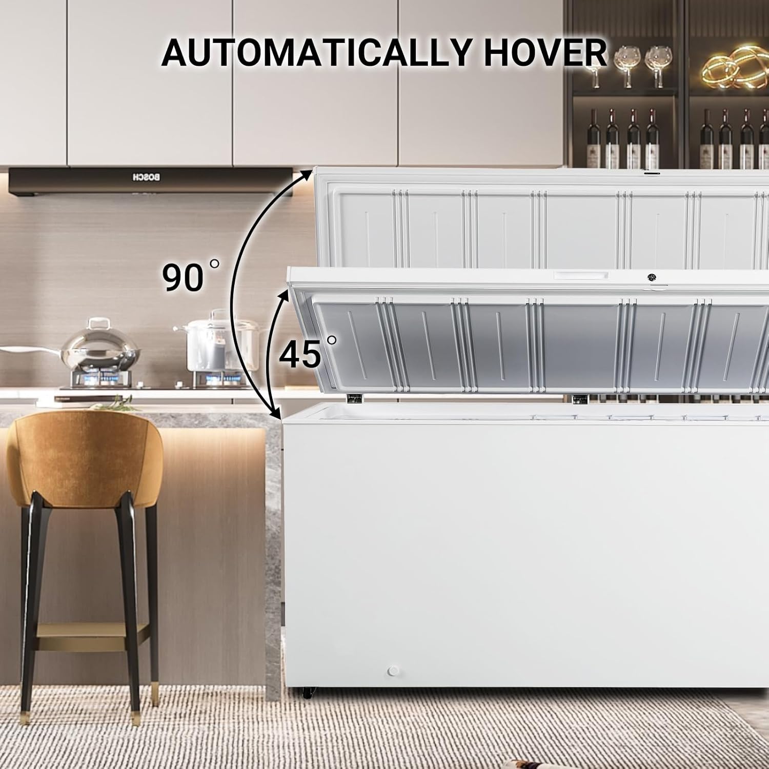 Chest Freezer 17.7 Cu. Ft Freezer Chest, Deep Freezer Freestanding Top Door, 2 Removable Basket, 7 Adjustable Temperature, for Garages, Kitchen, White