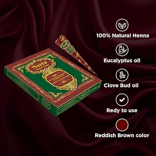 Miniatura 6 de Neeta Paquete de 4 conos de tinte para el cabello, 100% natural, listos para usar, color marrón rojizo, tubos de color para mujeres, perfectos para