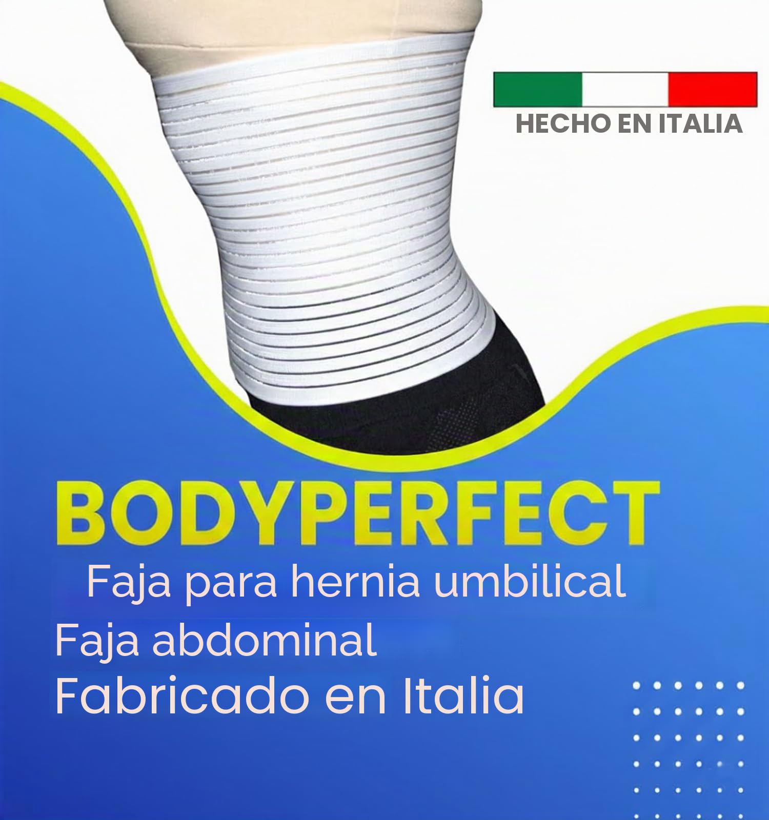 BODYPERFECT Faja abdominal postoperatoria Unisex Corrector posoperacional Cierre ajustable S BLANCO