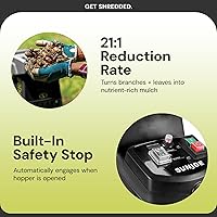 Vista 4 de Sun Joe Trituradora de madera silenciosa, máquina trituradora eléctrica de residuos de patio con cable de 15 amperios con bolsa de recolección