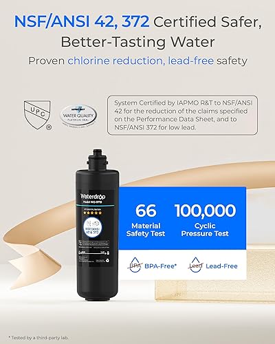 Vista 5 de Waterdrop RF10 - Cartucho de filtro de repuesto para filtro de agua debajo del fregadero 10UA/10UB, reduce PFAS, PFOA/PFOS, plomo, cloro, mal sabor
