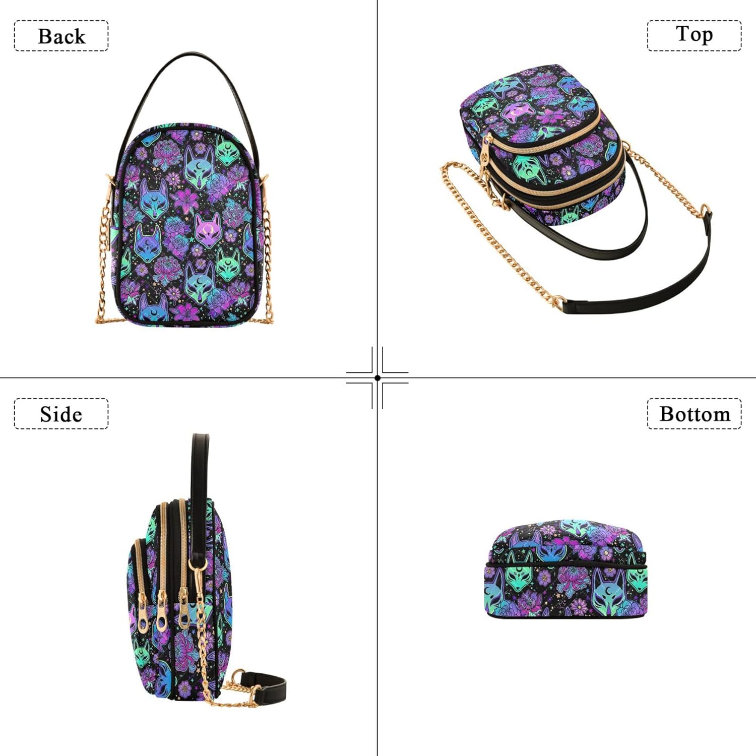 MNSRUU Quilted Crossbody Bags for Women Trendy, Women's Crossbody Handbags Goth Skull Travel Cell Phone Purses Bags