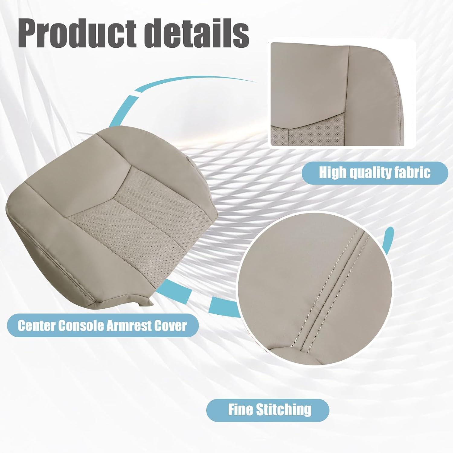GXARTS Driver Side Bottom Replacement Perforated Leather Seat Cover Tan #152 Compatible with Cadillac Escalade ESV EXT Base Sport 2003 2004 2005 2006