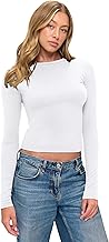 Natural Uniforms Womens Super Soft, Super Stretch Y2K Long Sleeve Baby Tee Crop Top