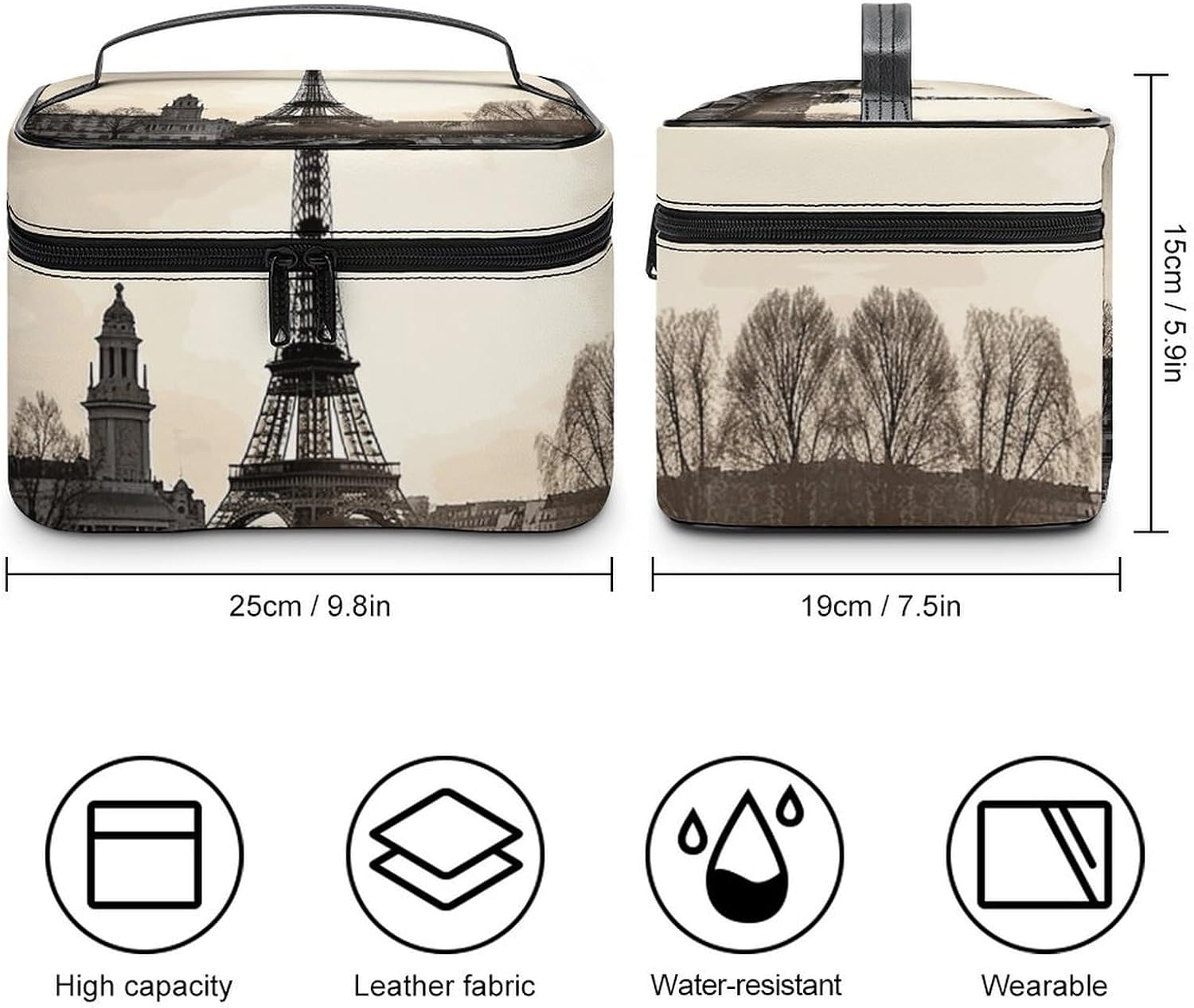 Travel Makeup Bag Portable Large Cosmetic Bag with Handle And Compartment image 2