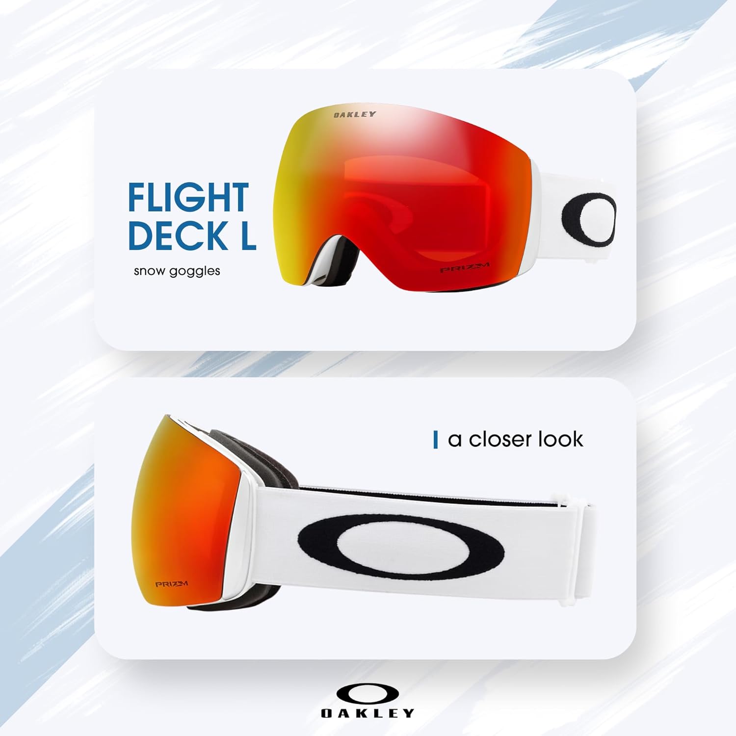 OAKLEY Flight Deck MEDIUM/LARGE Ski Goggles For Men For Women OO7050, OO7064 + Care Kit