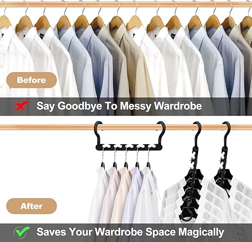 Miniatura 7 de 4 Pack Esencial para Dormitorio Universitario para Niñas, Organizadores de Armario y Almacenamiento, Perchas de Plástico para Ropa con 5 Agujeros,