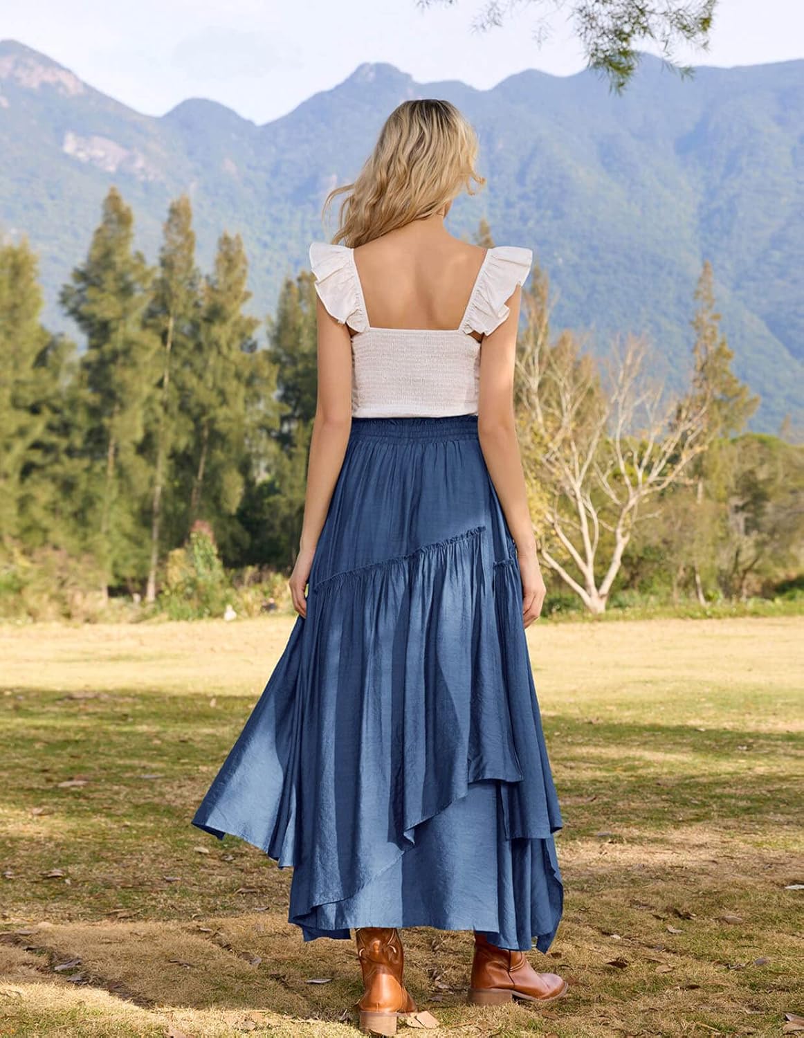 Scarlet Darkness Long Skirts for Women Renaissance Costume Pirate Maxi Skirt Plus Size with Pockets - Image 7