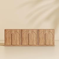 Vista 61 de BELLEZE Aparador Modular Acanalado Buffet con Almacenamiento, Mesa Consola Moderna de Mediados de Siglo con Puertas Arqueadas Simétricas, Elegante
