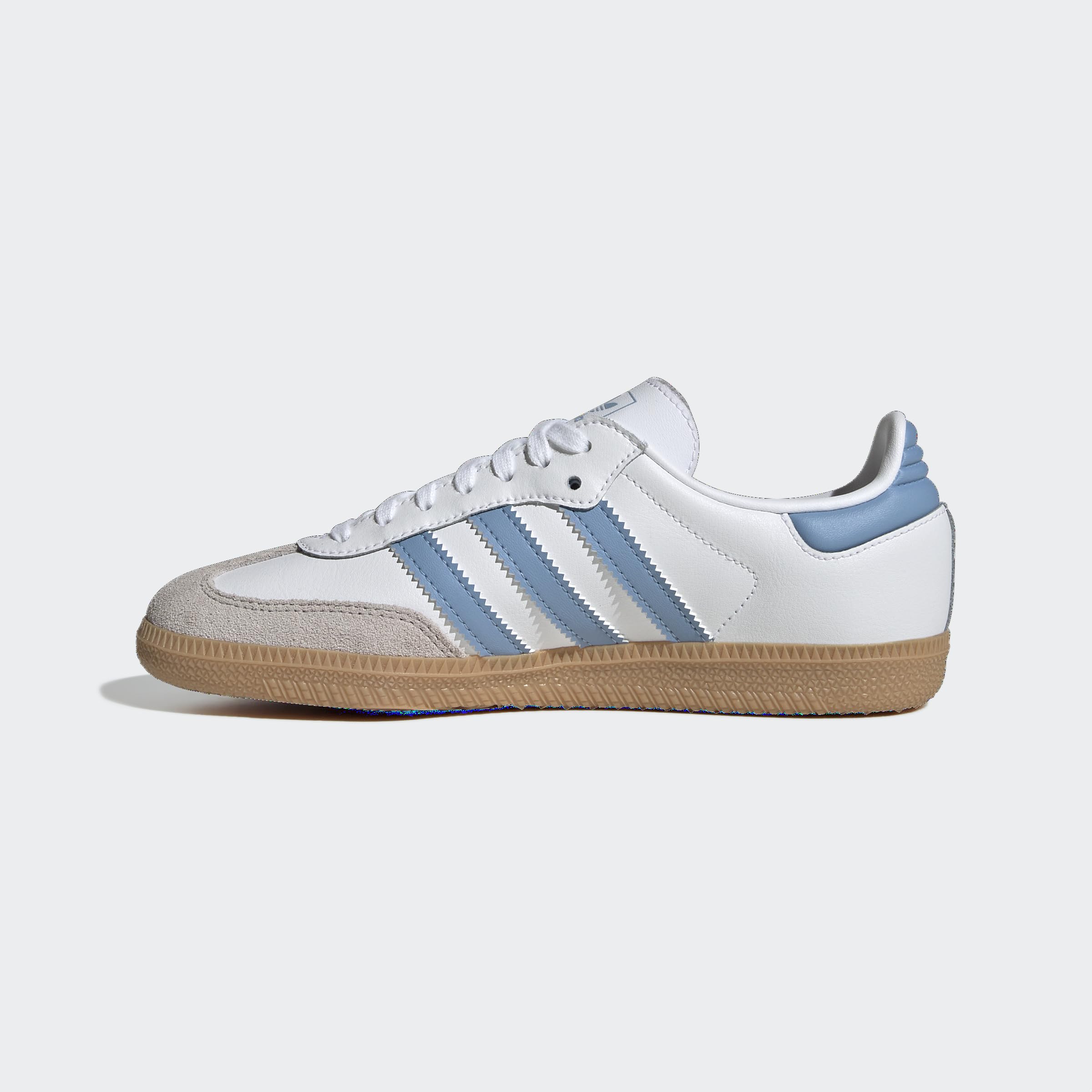 adidas FTWWHT/ASHBLU/GUM3 Unisex Samba OG J FTWR whiteAsh Blue/Gum 3 4.5 US, Wide Little_Kid