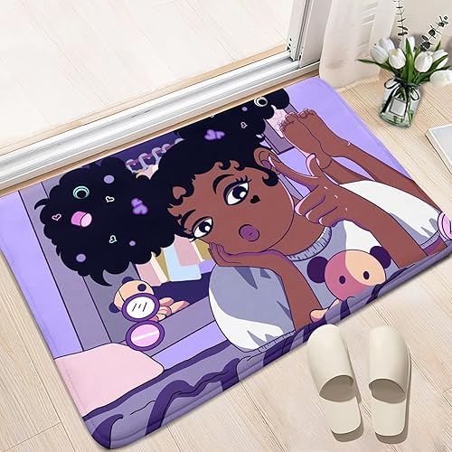Miniatura 3 de BATATADOCE Alfombra negra afroamericana para niñas, alfombra morada para dormitorio, habitación de niñas, alfombra de juegos para sala de estar,