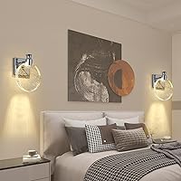 Vista 5 de Juego de dos apliques de pared con estilo real, minimalista y moderno espejo de alta gama, diseño redondo de cristal de burbuja en forma de disco