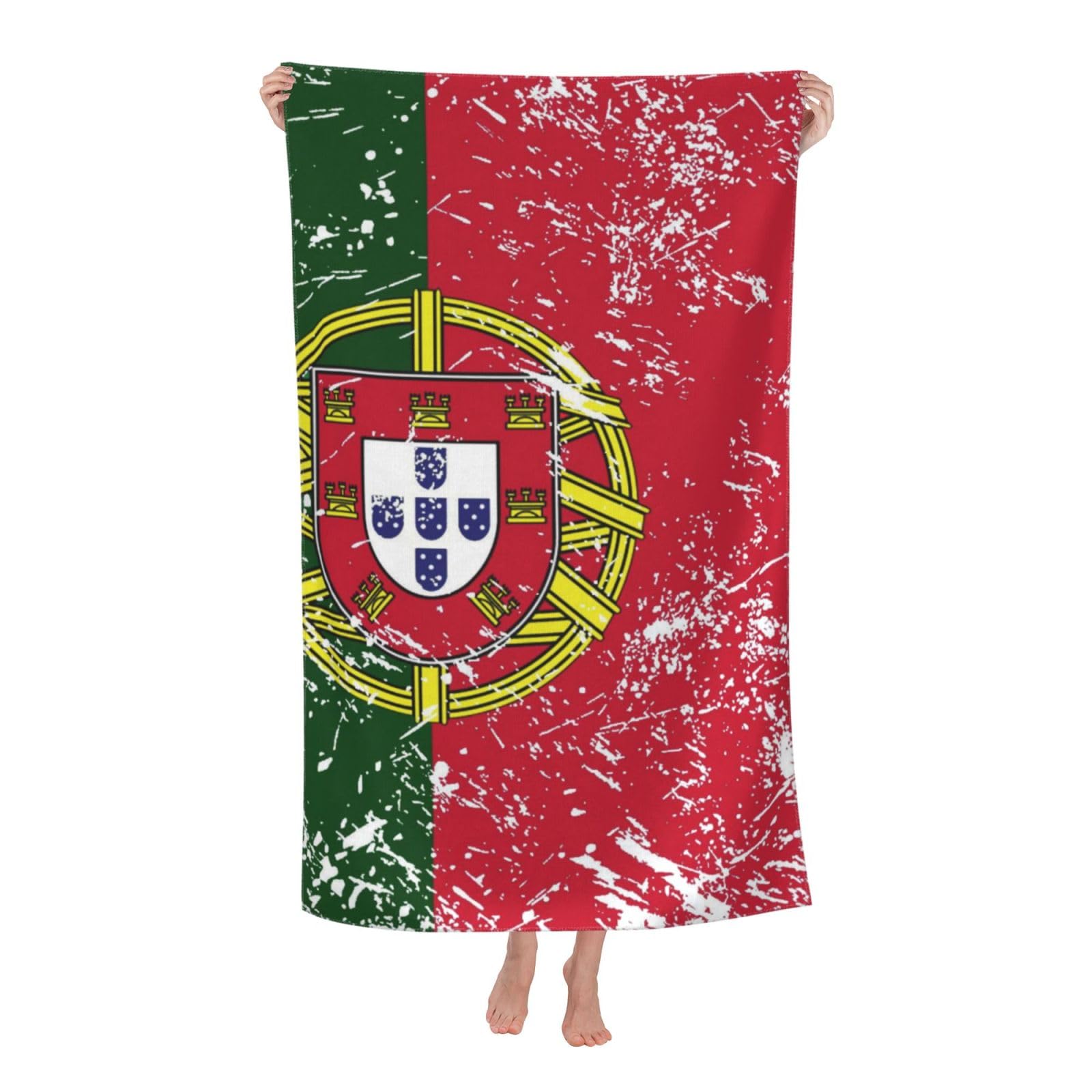 LSRCPD Beach Towel Portugal Vintage Flag Microfiber Beach Towels Blanket Oversized Tropical Big Extra Large XL Pool Towels Quick Dry Sandproof for Women Girls Kids