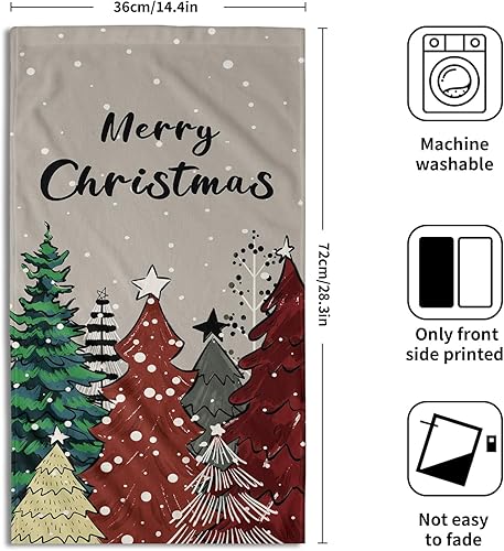 Miniatura 2 de Juego de 2 toallas de mano de árboles de Navidad, toallas de baño suaves para vacaciones, toallas de cocina suaves, toallas de baño decorativas para